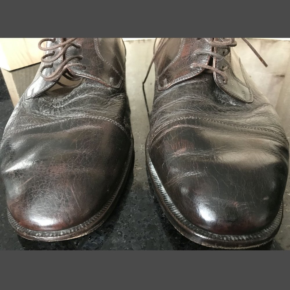 Vintage Brass Boot Men's Brown Leather Dress Derby Cap Toe Shoe Italy, Size 11 - Picture 4 of 11